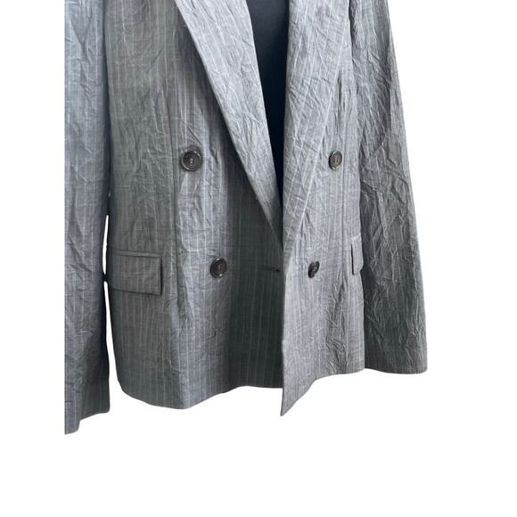 Michael Kors Gray Pinstripe Double-Breasted Blazer - Size 12 - Picture 7 of 10